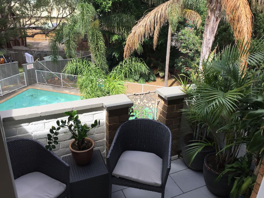 Leafy garden and balcony teaming with birds