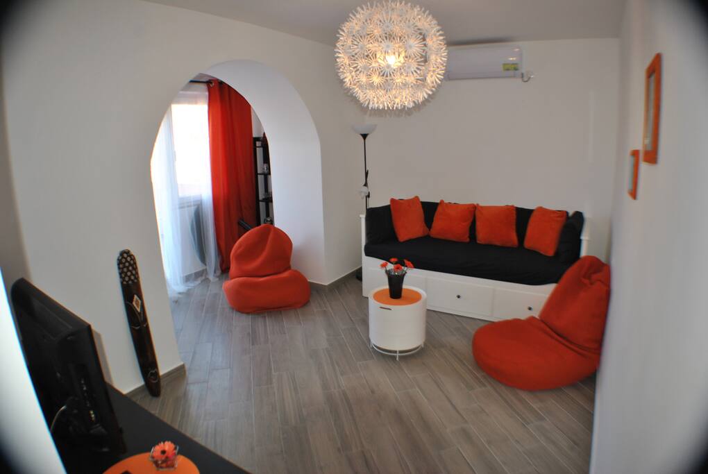 Living room with a sofa that becomes an extra bed ( 200 x 160 cm)
