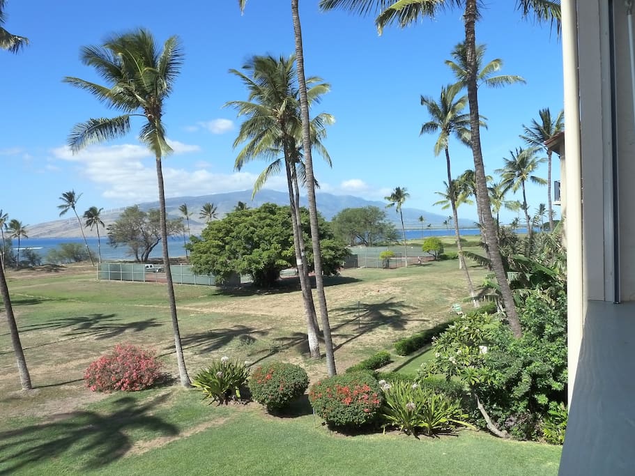 View from balcony with West Maui Mtns in background.
