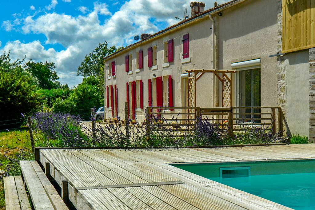 The pool and the house.