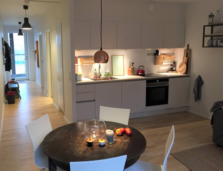 Living room with open kitchen