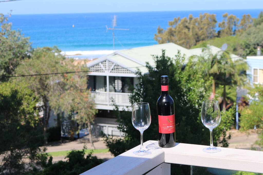 View of Malua Bay from your deck. Check-out the surf conditions while you're still in your pajamas; chill-out anytime later.