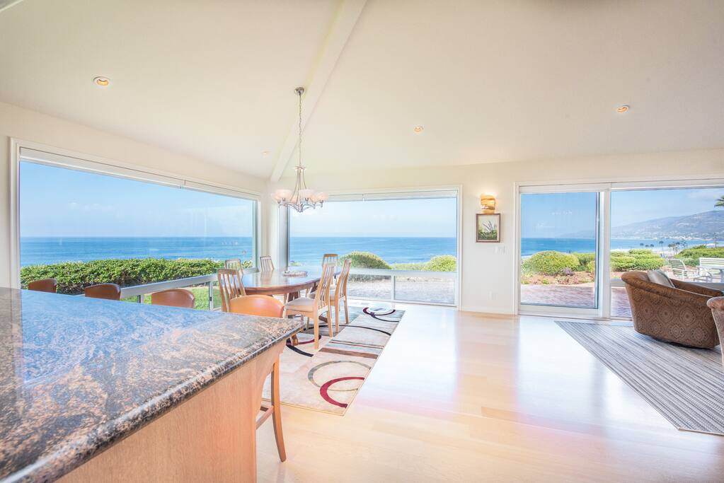Kitchen and Dining Area with View of Ocean