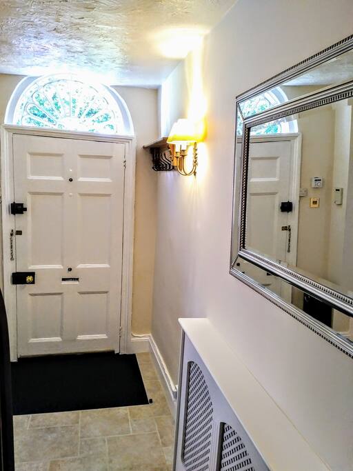 The hallway looking towards the front door.
