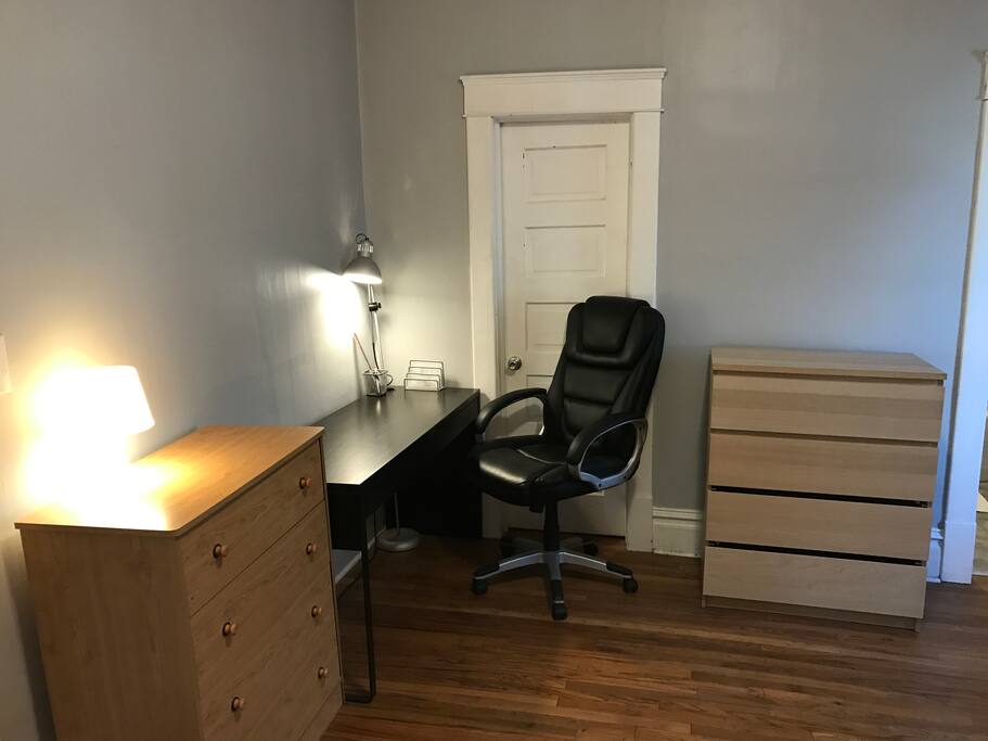 Office area in bedroom (bathroom is to the right)