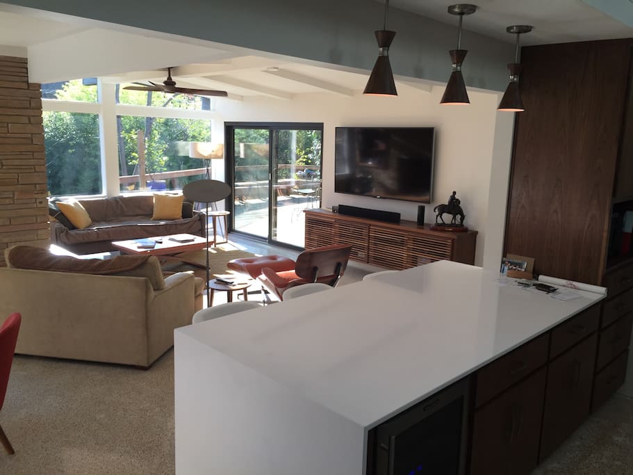 Open living space with access to the patio.