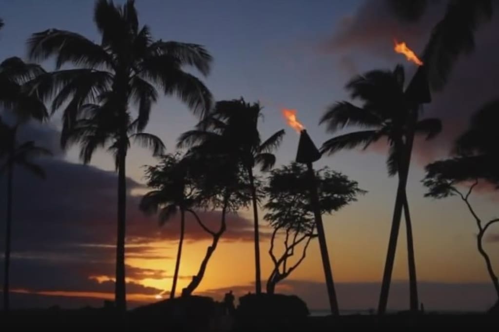 Sunset view from resort side of boardwalk