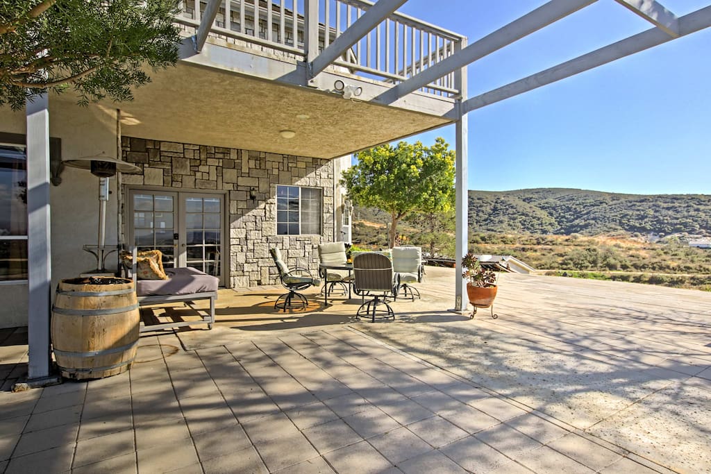 Lounge on the spacious covered patio with tasty refreshments.