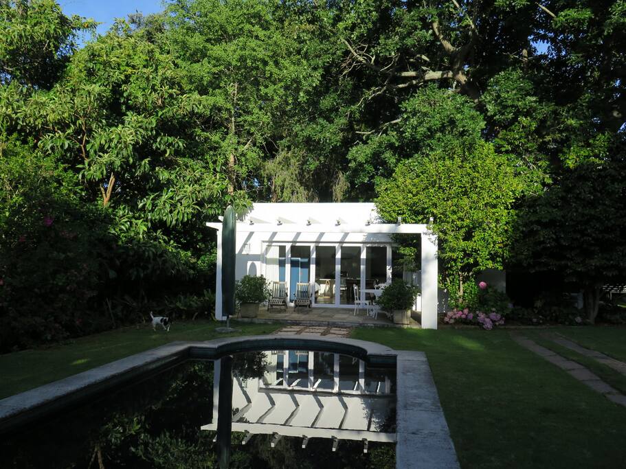 View of the garden apartment in the late afternoon