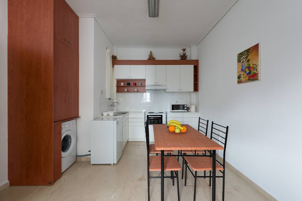 Kitchen and dining table.