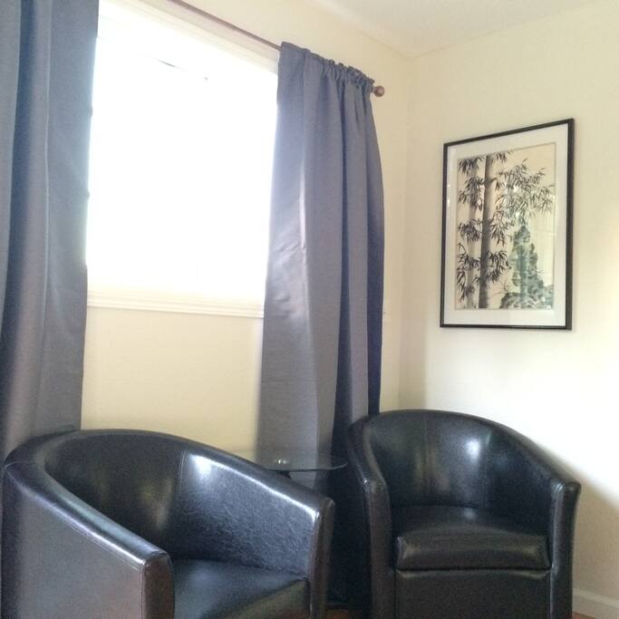 2 swivel sofa by the sunny window, good for a good book and afternoon tea.