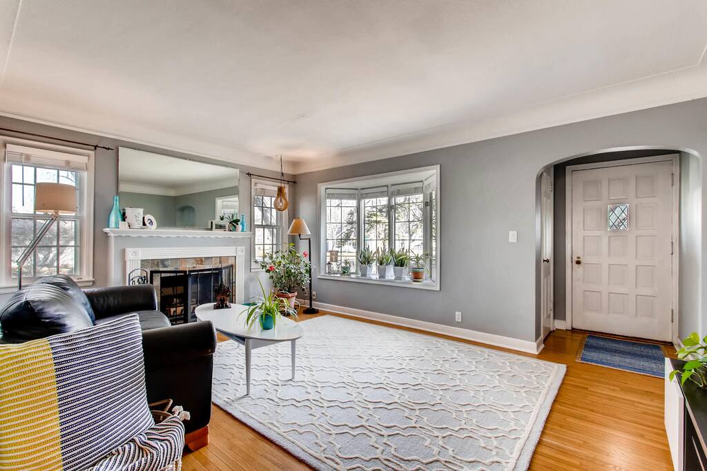 Open, clean, airy and light. Fireplace can be lit for cooler nights.