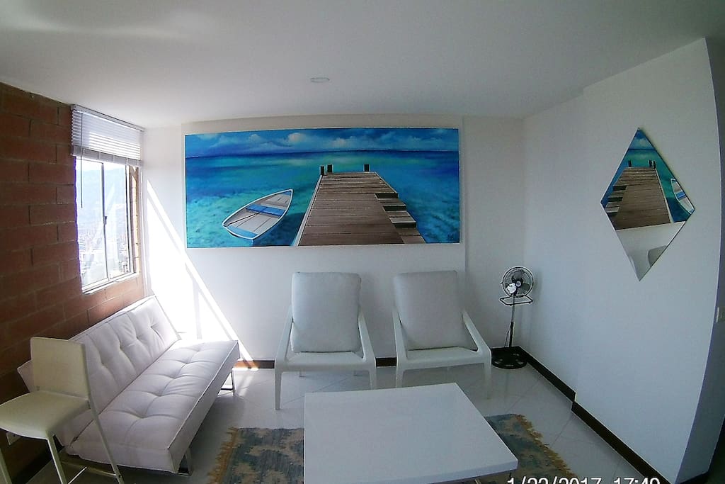 Living room, with beautiful white furniture