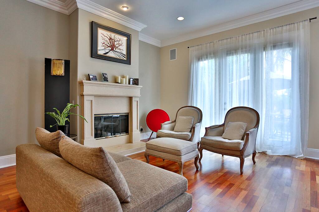 Living room opens to patio