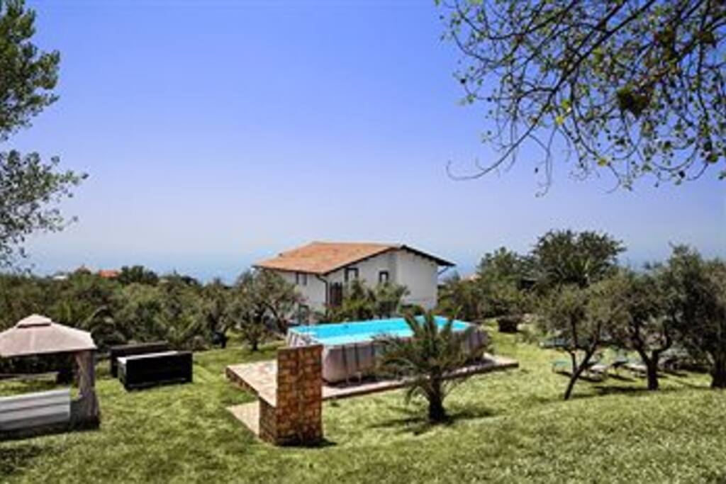Private swimming pool and garden.