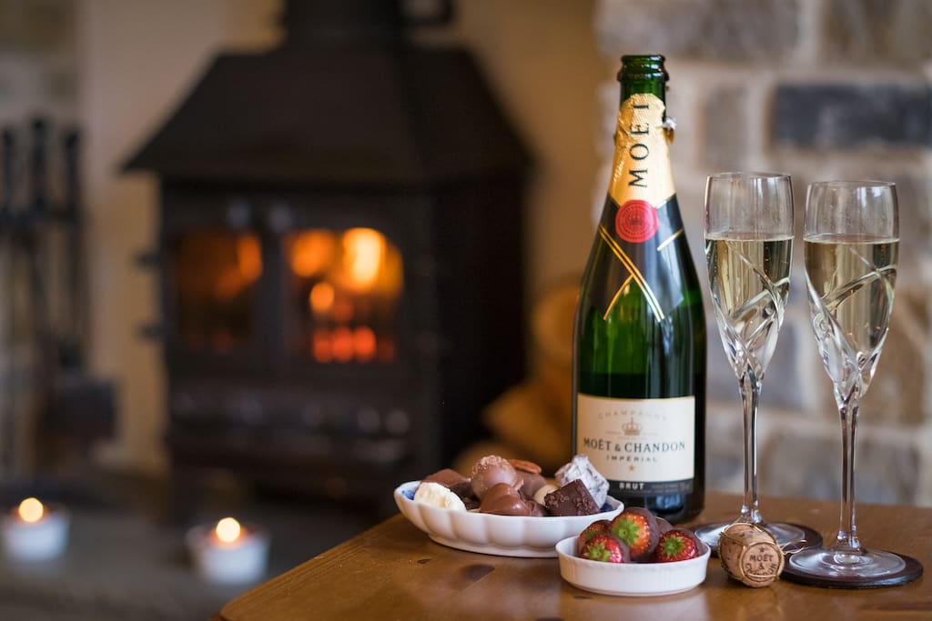 Cosy wood burner for romantic evenings in.