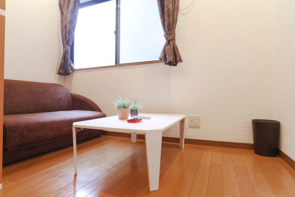 Sofa bed and a table