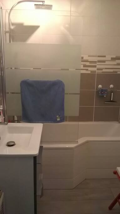Combiné douche et baignoire : très spacieux et agréable !