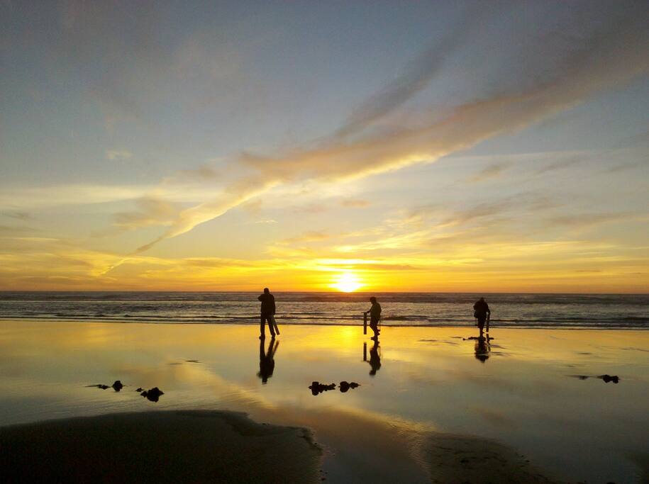A view of the beach at sunset. (Just a three-minute walk away!)