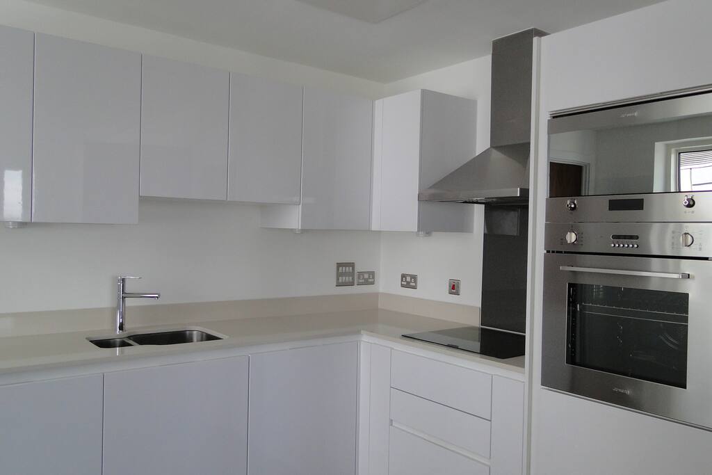 open kitchen with Oven and microwave