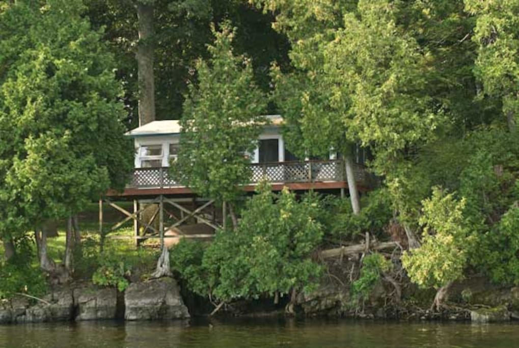 View of cabin from the Lake.