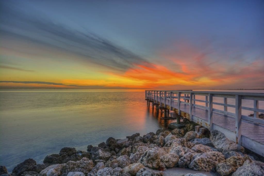 sunset from fishing pier