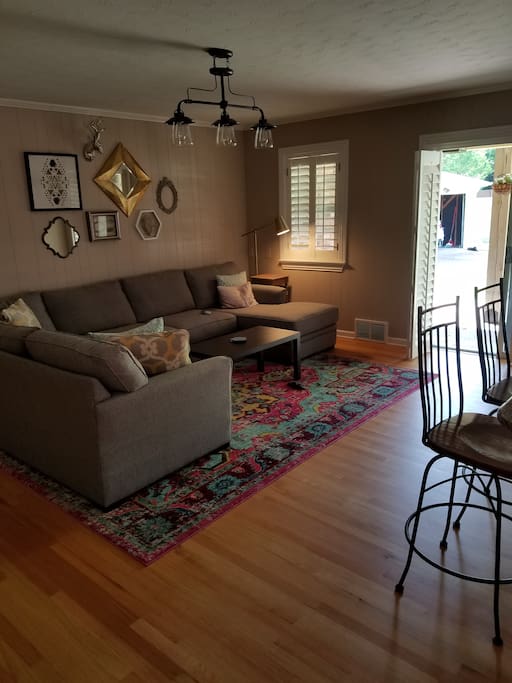 Large family room; sliding doors to patio