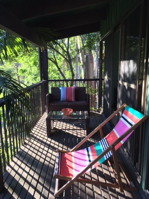 relax on the balcony with views of the lake