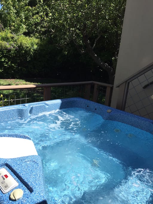 Hot tub on rear deck.