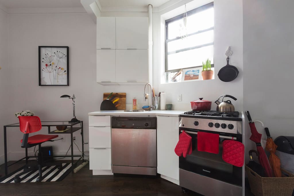All New kitchen appliances: Dish washer, stove, oven, fridge. Fully Stocked with wares.