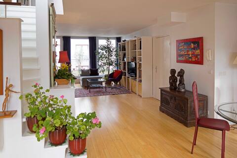 Grand duplex Paris,clair et calme