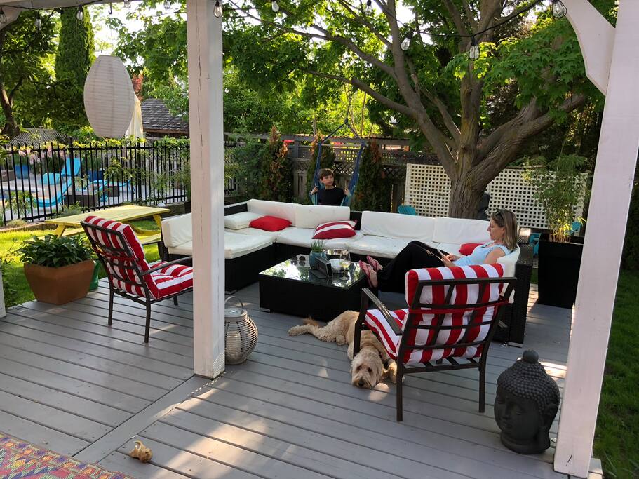 Our private sitting area with view of the pool!