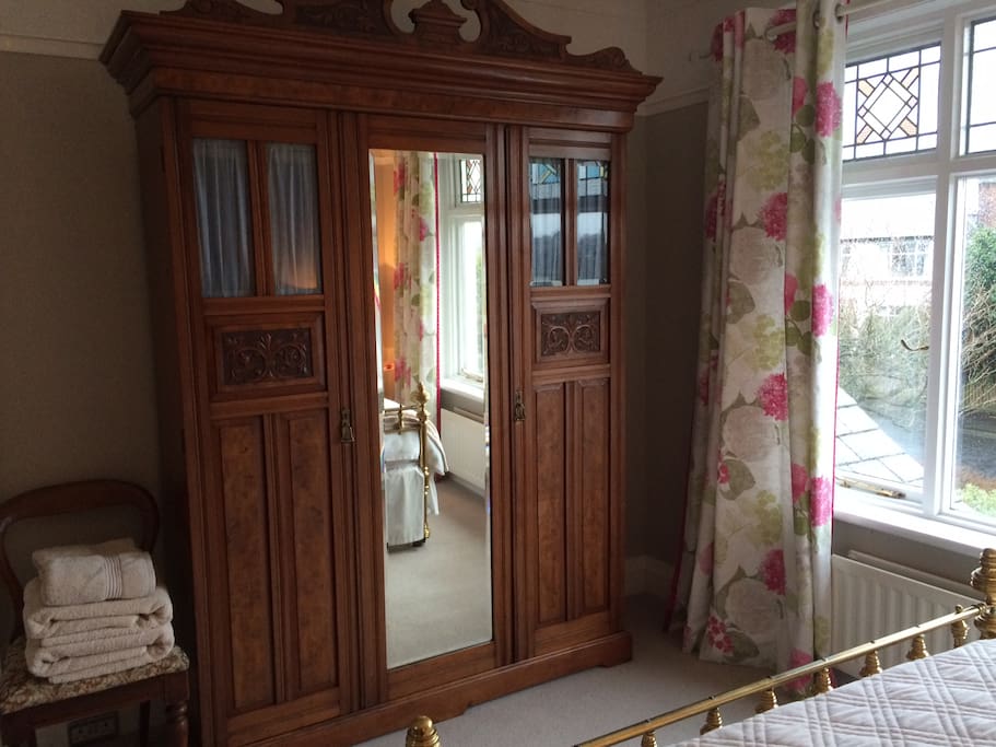 Antique furniture. Brass bed with new mattress.