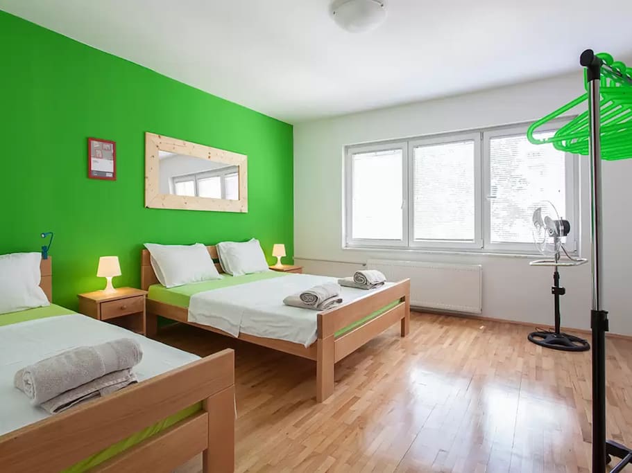 Double king size bed plus one single