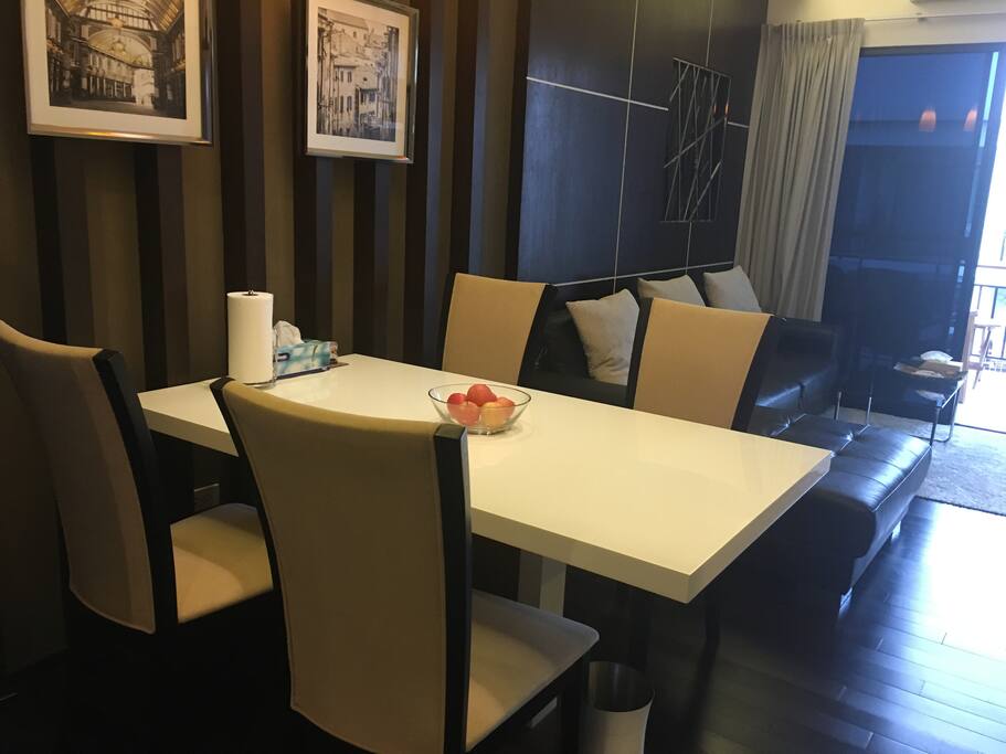 Comfy dining and living area