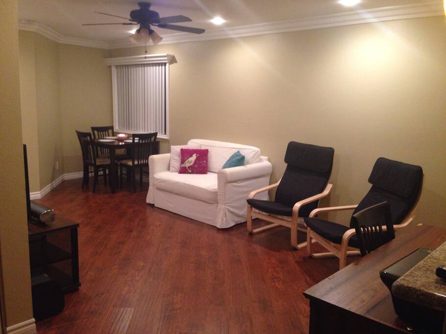 Don't let the pictures fool you - the lounge chairs are the most comfortable thing you will ever sit in. We love them! The couch also pulls out into a sofa bed.