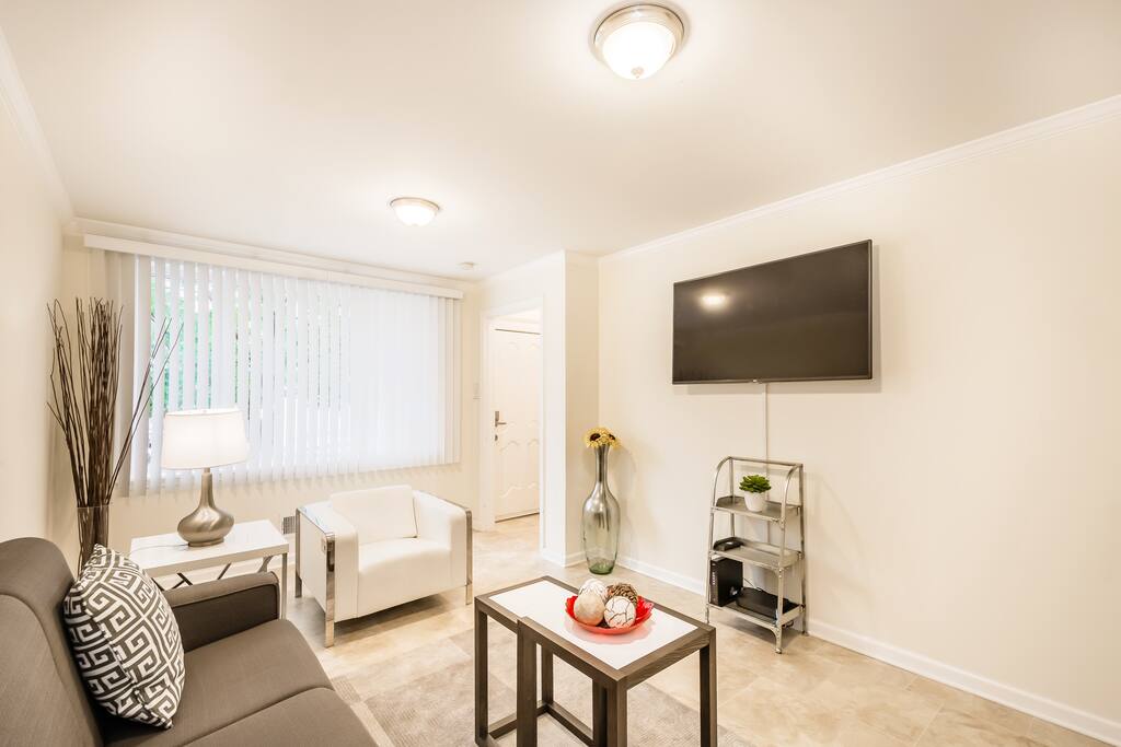 The Living Room with a Comfy Sofa and a 55" Flat Screen