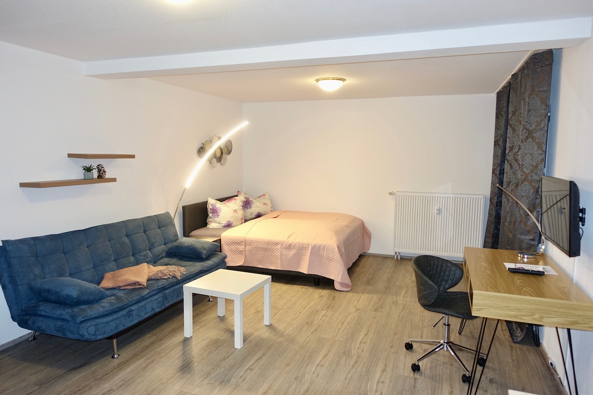 Apartament me një dhomë gjumi, me ballkon të madh me diell.
Divan krevat për maksimumi 2 persona. Sipas kërkesës, mund të shtohet një krevat fëmijësh. 