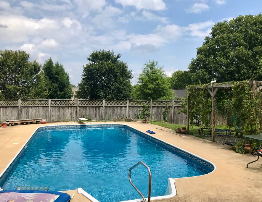 Pool in backyard