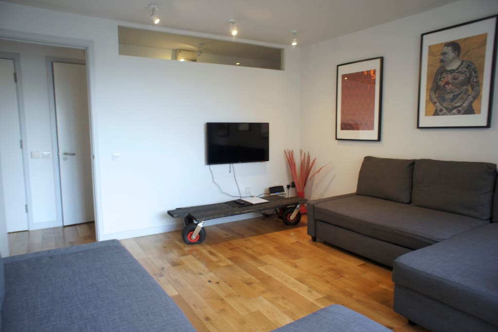 Here is the living room, with two double sofa-beds