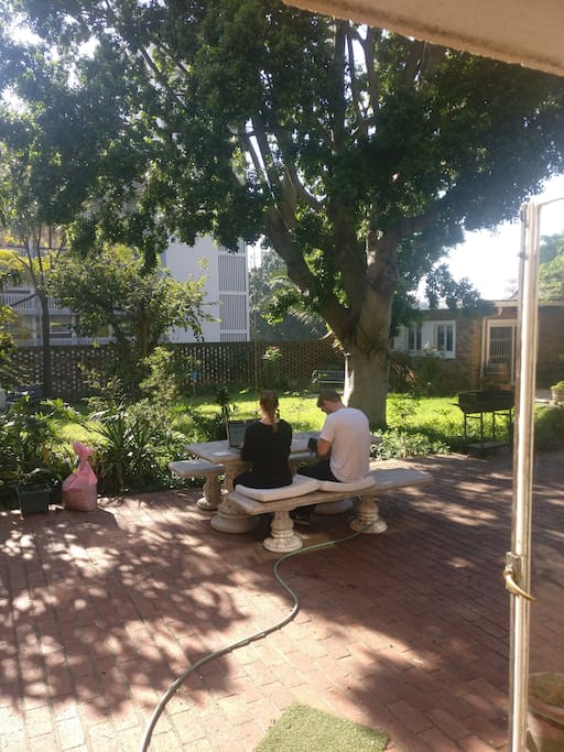 working outside on a sunny winter's day