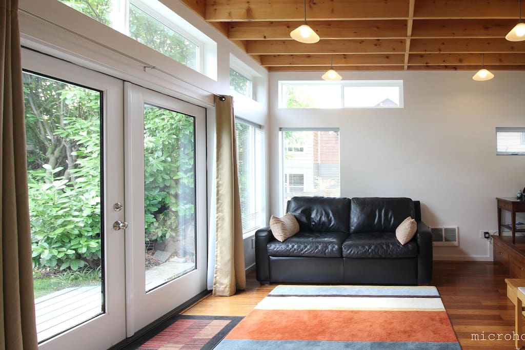 Floor to ceiling windows with garden view