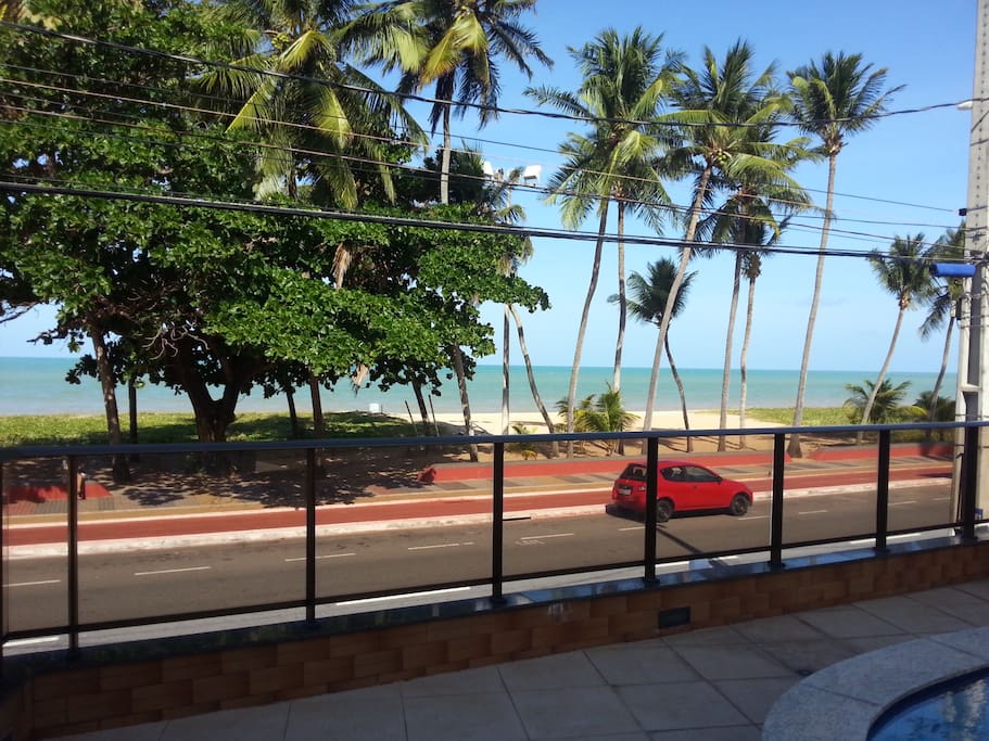 View from the pool, Beach, sidewalk and bike lane