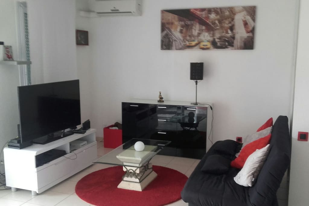 coin tv,box sfr avec bein sport canalsat,wifi,console de jeux ps3,ps4,Wii,et clic clac depliable pour deux couchages