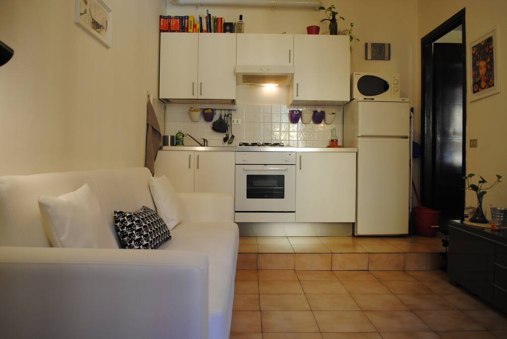 Kitchen and sofa