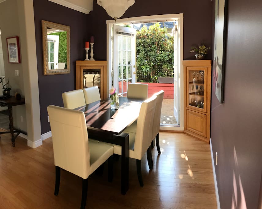 Dining room with french doors to outside private patio.