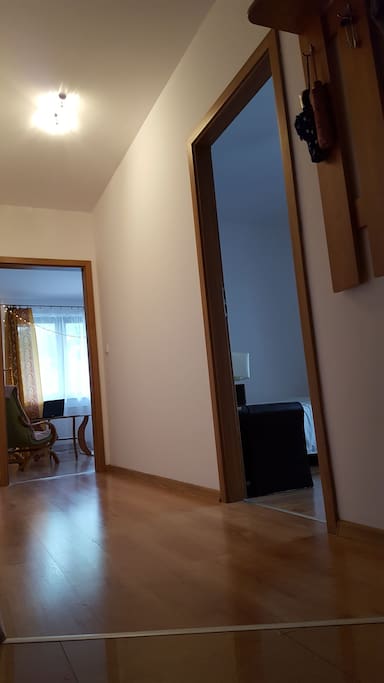 Corridor connecting bedrooms.