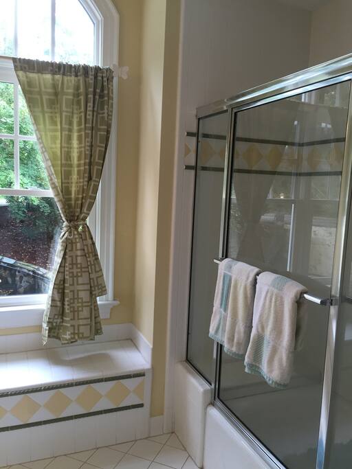 Sweden washroom with shower & bench.