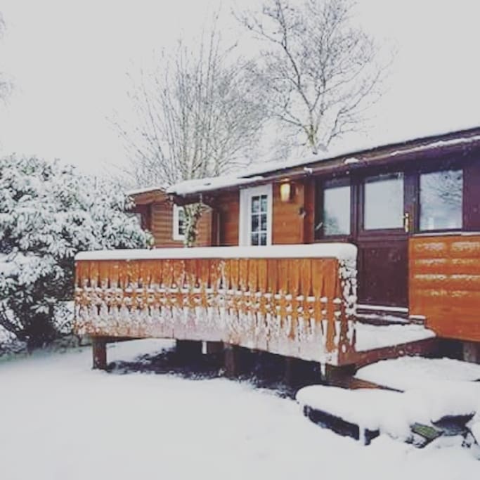 Cabin entrance in Winter
