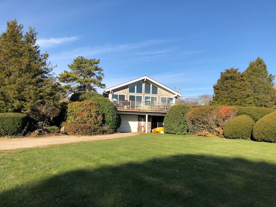 Front view of the home, looks at the water